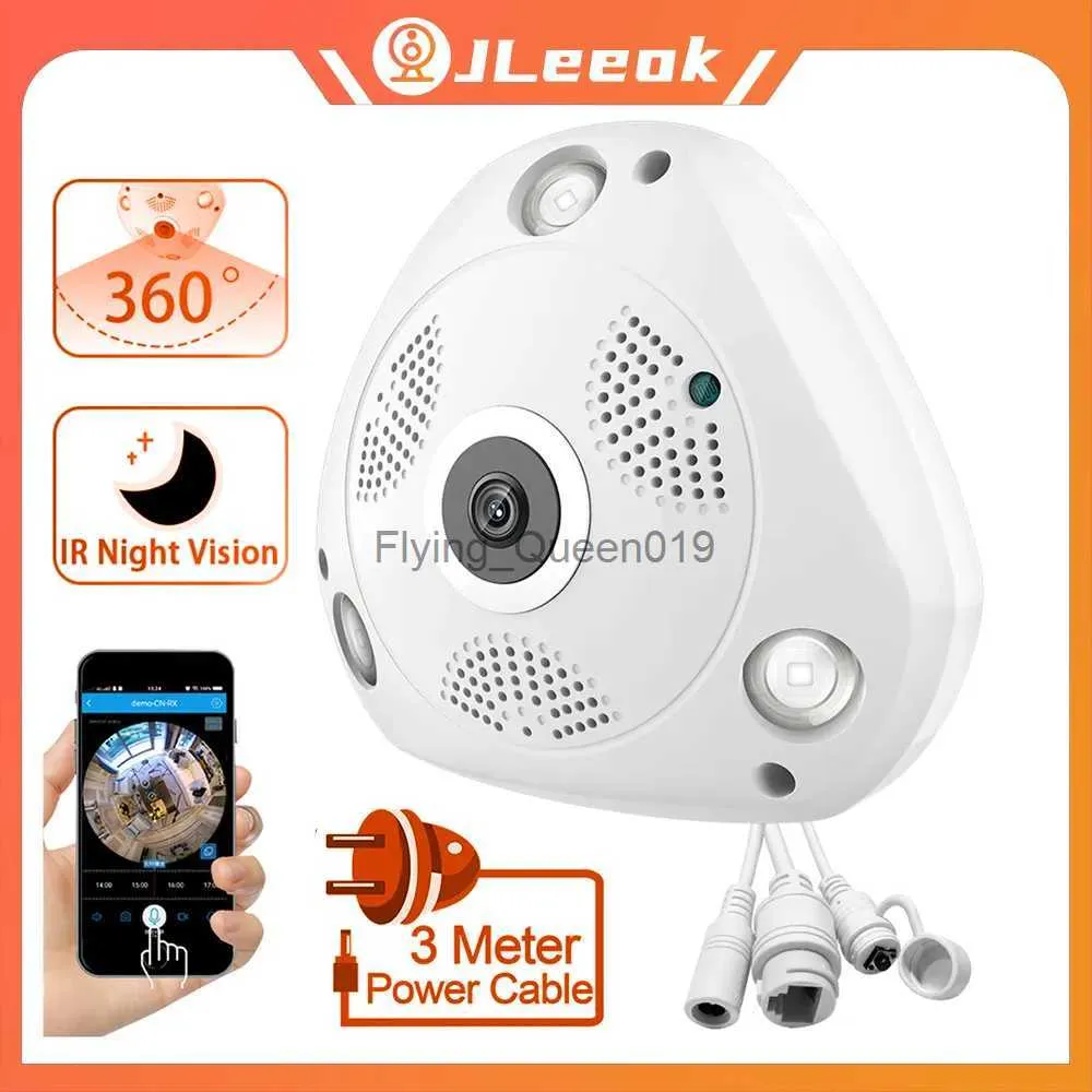 Objectif CCTV JLeeok 5MP 360 caméra panoramique WIFI Fisheye VR Surveillance à domicile caméra IP alarme de détection de mouvement IR Vision nocturne V380 YQ230928