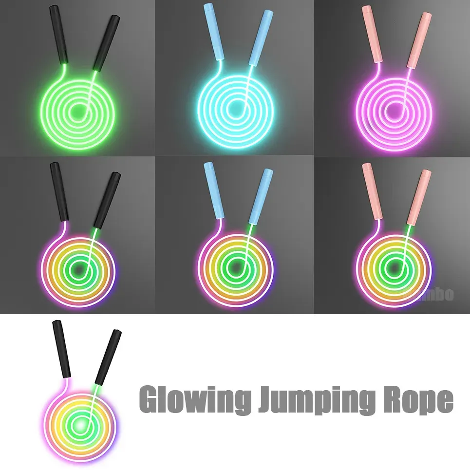 Jump Ropes Glowing Jump Ropes LED LUMINOUS SKIP ROPE FÖR KIDS Vuxen Fitness Justerbar Hopping Rop Training Sports Equip Outdoor Jumping 230928