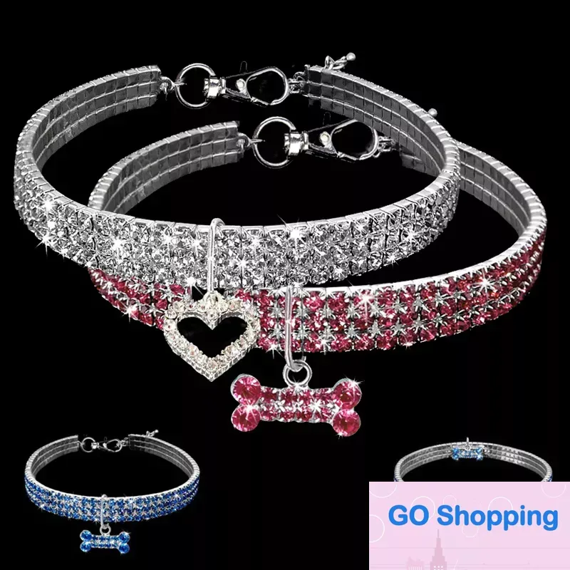 Suministros de moda para mascotas, Collar para perros y gatos, collares de cristal para cachorros y Chihuahua, Collar para perros pequeños, medianos y grandes, accesorios de joyería de diamantes