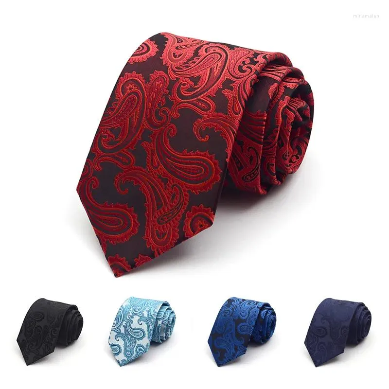 Fazzoletti 2023 Cravatte Paisley per uomo 8 cm Cravatta in tessuto jacquard Abito da indossare Festa di nozze Maschile Gravata Corbatas Cravates Confezione regalo