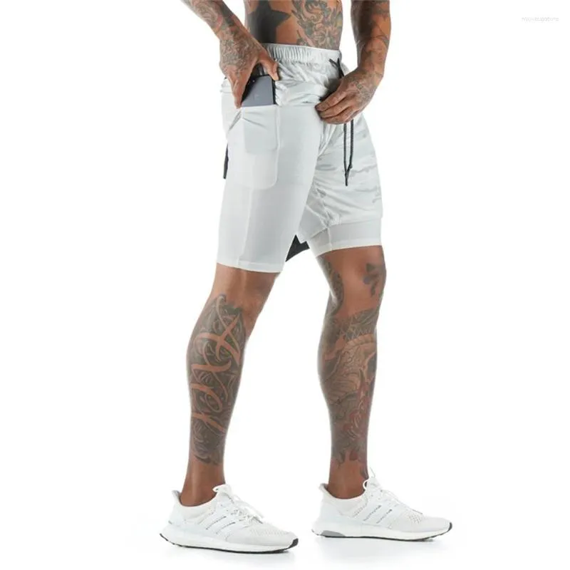 Running Shorts Men 2 In 1 Double-deck Loose Placing Towels Gym Sport Fitness Jogging Workout Sports Short Pant