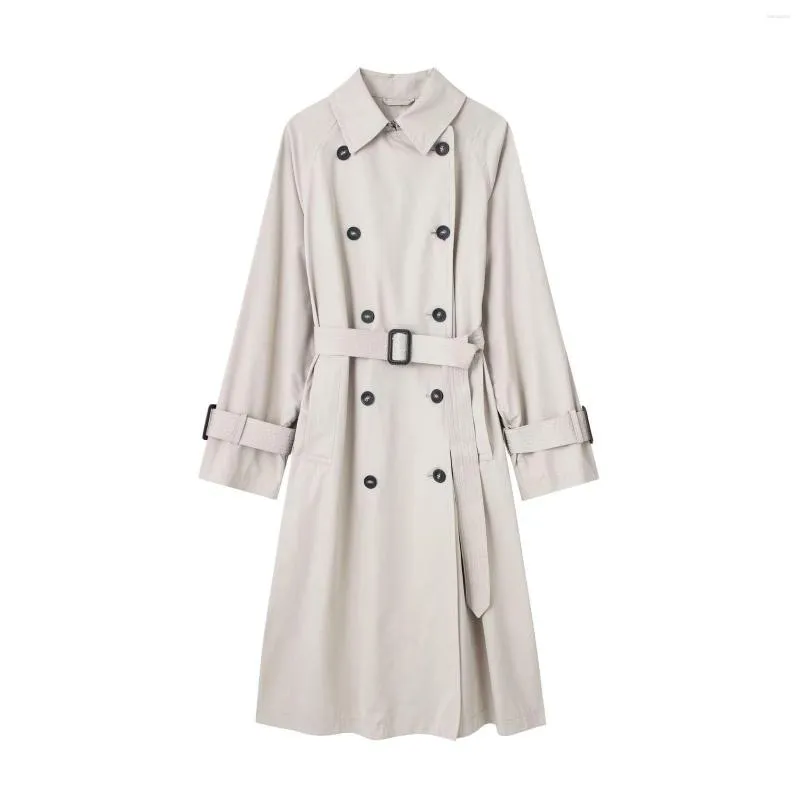 Damen-Trenchcoats, MASSRY, langer Mantel, fühlt sich über dem Knie an, modische Taille, zweireihig für Damen