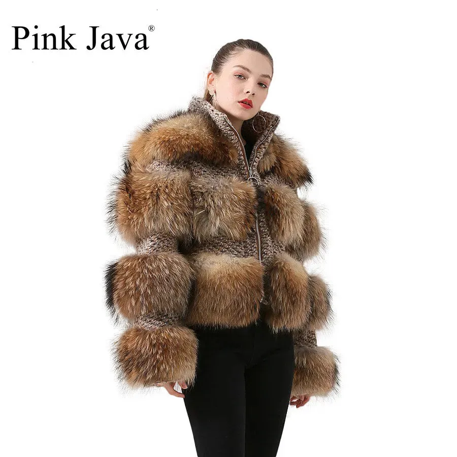 Kadınlar Kürk Sahte Kürk Pembe Java QC19017 Gerçek Kürk Matah Kadın Kış Moda Ceketi Gerçek Rakun Kürk Mağazalar Gerçek Kürk Ceket 230927