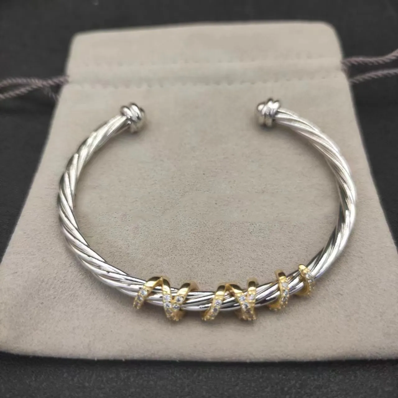 Дизайнер Dy Luxury Topaffice Cable Bracelet Designer Bangle Модные украшения женщина из розового золота Серебряный белый синий жемчужный бриллиант -бриллиантовые ювелирные изделия подарок для мужчин