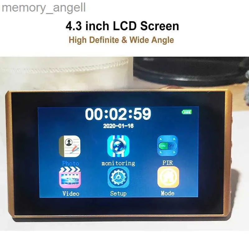 Campainhas nes visualizador de porta video de câmera de câmera Detecção de movimento 4.3 "Monitor