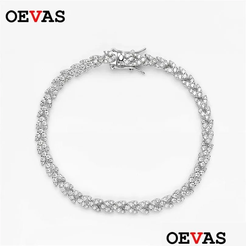 Bangle Oevas 100% 925 Sterling Sier Sparkling High Carbon Diamond Wheat Ears Armband For Women Engagement Party Fine Jewelry Drop Del Dhbax