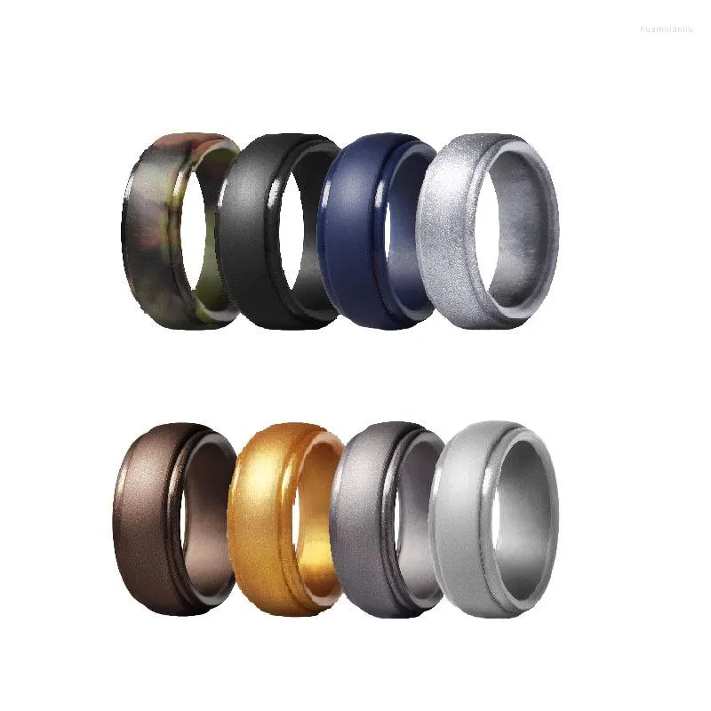 Anneaux de cluster 8mm 7-14 Taille Or Noir Argent Couleur Hommes Silicone Cool Femmes FDA Caoutchouc Bague De Mariage Sports Environnementaux 8pcs