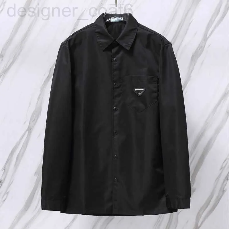 Men's Casual Shirts designer Shirts designer New Inverted Triangle Long Sleeve Shirt Windproof Nylon Loose Cardigan Top Clothes 72DW