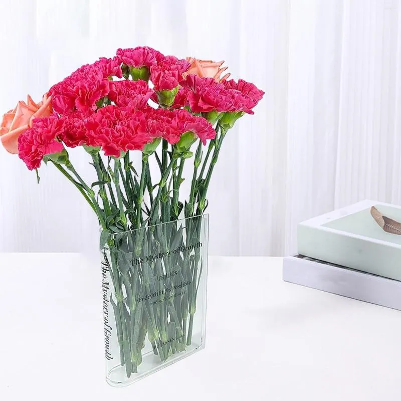 Vasi Vaso acrilico Estetico a forma di libro Elegante arredamento della camera Fiore trasparente per negozio Matrimonio Casa Ristorante Porta bouquet