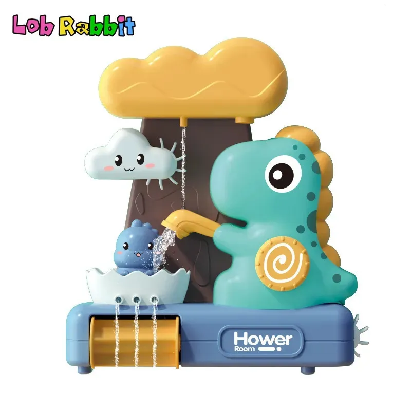 Bebek banyo oyuncakları eğlenceli dinozor çocukları banyo oyuncakları karikatür hayvan döndüren enayi su çark serpin