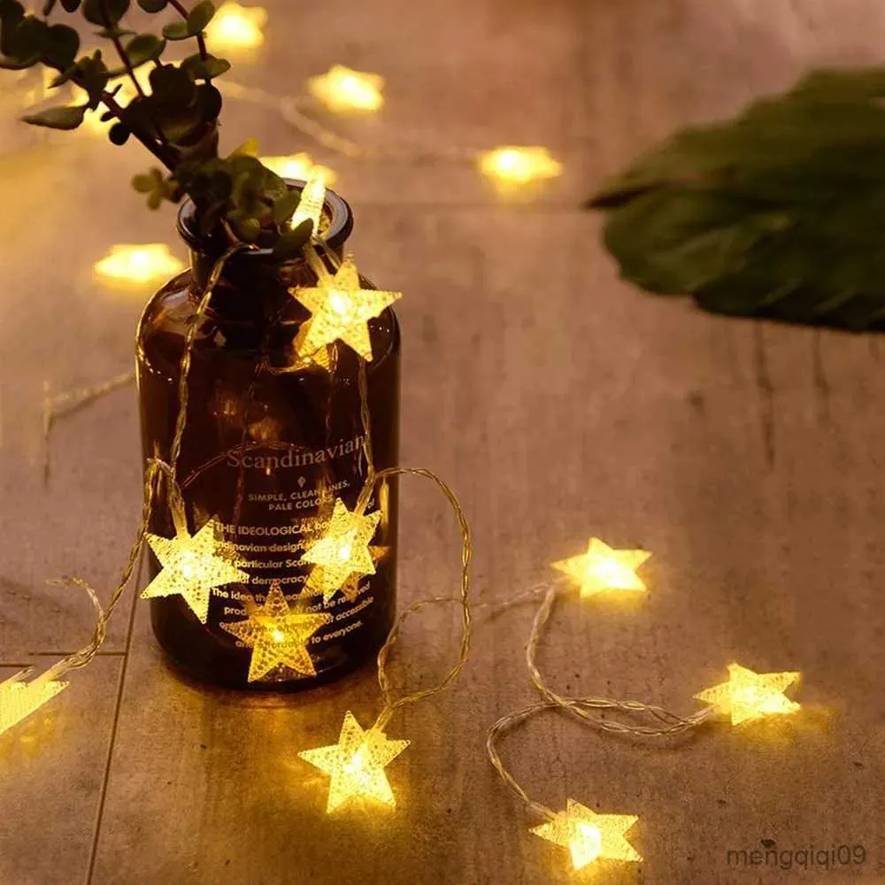 Juldekorationer drivs stjärnbelysningar Led Fairy Lights Christmas Garland för festbröllop hem utomhus uteplats dekoration