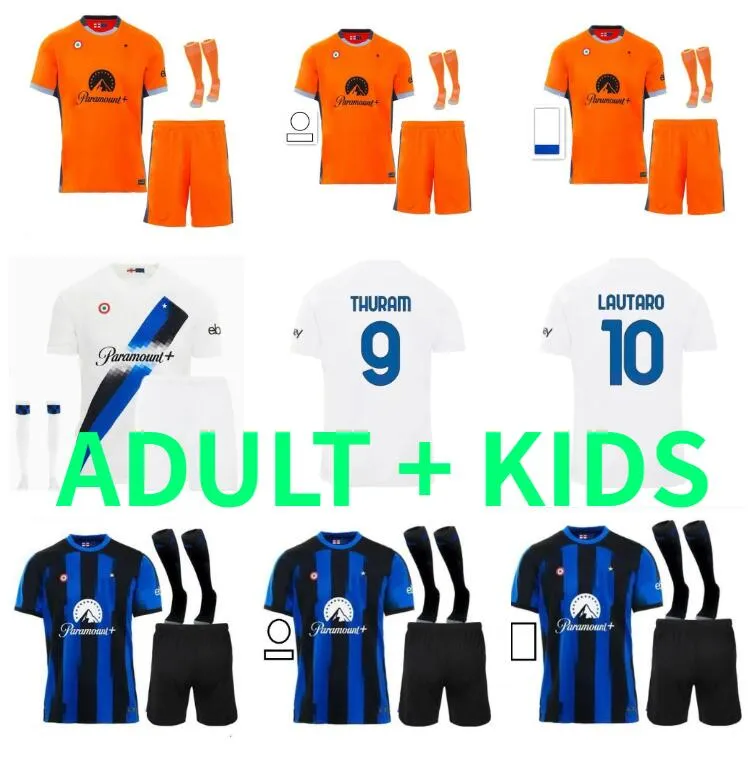 Lukaku J.Correa Soccer Jerseys 23 24 BARELLA LAUTARO INTERS ERIKSEN Troisième Gosens Brozovic Maillot de football 2023 2024 Hommes Enfants Kits Chaussette Ensembles complets