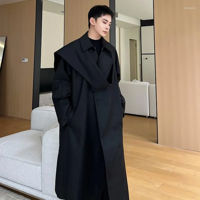 SYUHGFA Mens Korean Fashion Oversized Trench Coat Mens Knee High Dark Casual Chic Windbreaker For Autumn Winter From Chrosleny 50.36 DHgate.Com