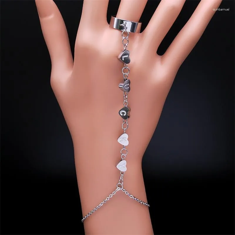 Länkarmband Lucky Letter Chain Wrist Ring Armband för kvinnor Män Rostfritt stål Anpassa Inledande kärlekshjärta Bangles smycken Pulsera