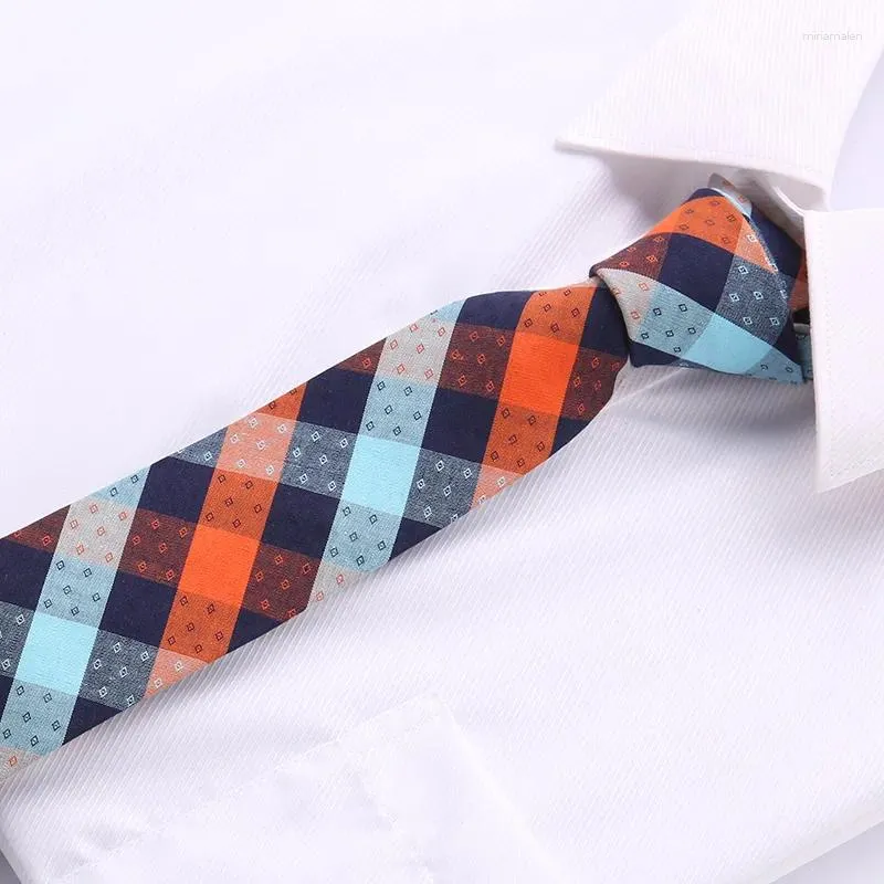 Handkerchiefs 6 Cm Tie 2023 Design Men Skinny Slim Fashion Cotton Necktie Fit Young Party Wedding Business Men's Gavata Corba T32-21