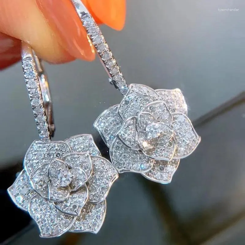 Boucles d'oreilles créoles Micro incrustées de diamants et de fleurs en Zircon pour femmes, ensembles de bijoux en forme d'étoile, style Boho