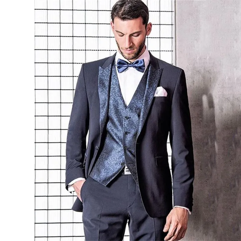 Men s Suits Gorgeous Blue Suit Mens Formal Business Blazer Party Wedding Groom Tuxedo Slim Fit Banquet 3 Piece Jacket Pants Costume Homme