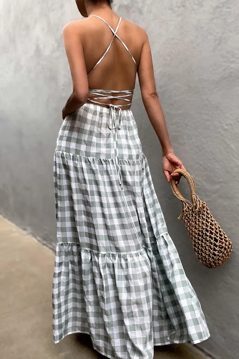 Casual Dresses: Stylish Lady Plaid Printed Long Dress - 2024 Autumn Women's Spaghetti Strap Backless Bandage Club Party Cotton Linen Holiday Dress from Dhgate Basic & Casual Dresses - price 40.83 Casual Dresses: Stylish Lady Plaid Printed Long Dress - 2024 Autumn Women's Spaghetti Strap Backless Bandage Club Party Cotton Linen Holiday Dress from Dhgate Basic & Casual Dresses - price 40.83