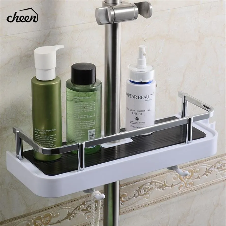 CHEEN BAMBRUMSHALP Duschförvaring Rack Hållare Shampo Bad Handel Tray Home Badrumshyllor Singel Tier Shower Head Holder266o