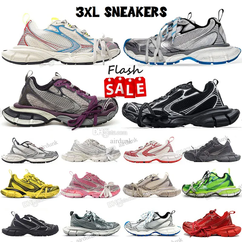 3XL Sneakers Designer Dames Casual Schoenen Zwart Grijs Geel Parijs Mode Runway Trainers Mesh Comfortabel Nylon Verhoogde Sneakers Heren Dames Joggen Wandeltrainer