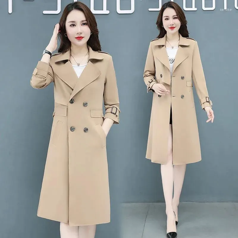 Damen Trenchcoats Mantel Frauen Frühling Herbst 2023 Mode Schlanke Vielseitige Casual Windjacke Jacke Zweireiher Große Größe