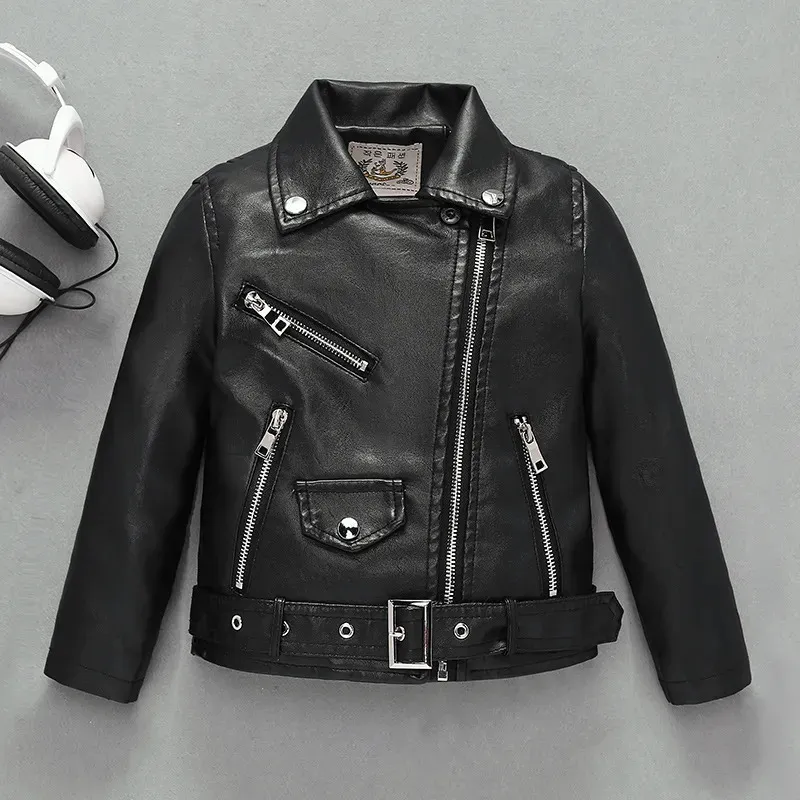 Infant Leather Jacket Stylish Childrens PU Motor Jacket For Spring
