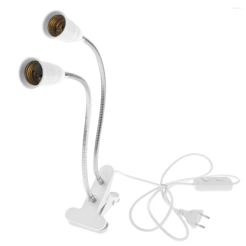 Grow Lights E27 LED Planting Light Clip On Flexible Lamp Holder Can 360° Adjustable Arms Eu Plug Dual Head
