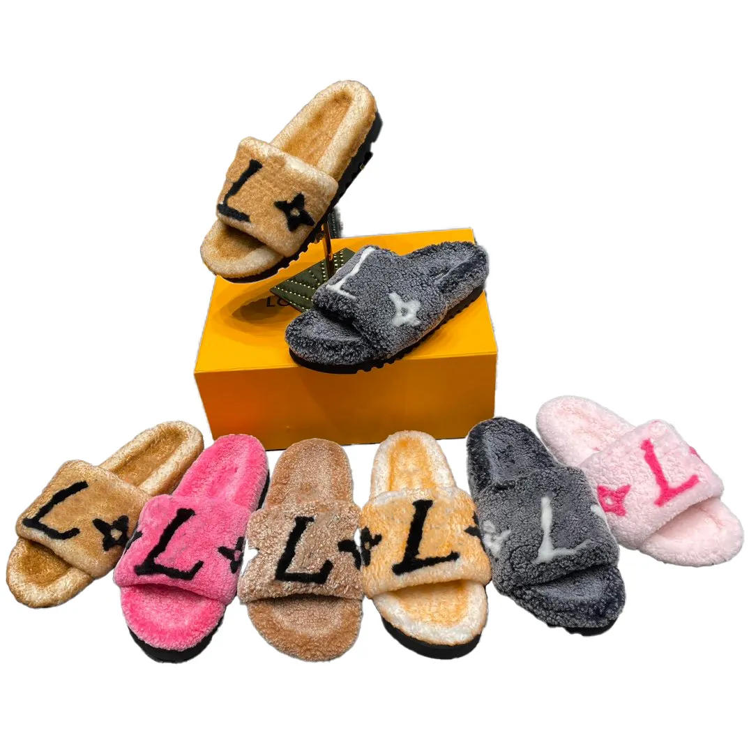 Hoge kwaliteit TOP Kwaliteit Pluche pantoffels Luxe merk Dames Heren Echt leer wol Vrouw plat Comfortabele damesschoenen Sandalen chypre schapenvacht Dikke zolen Slijtage