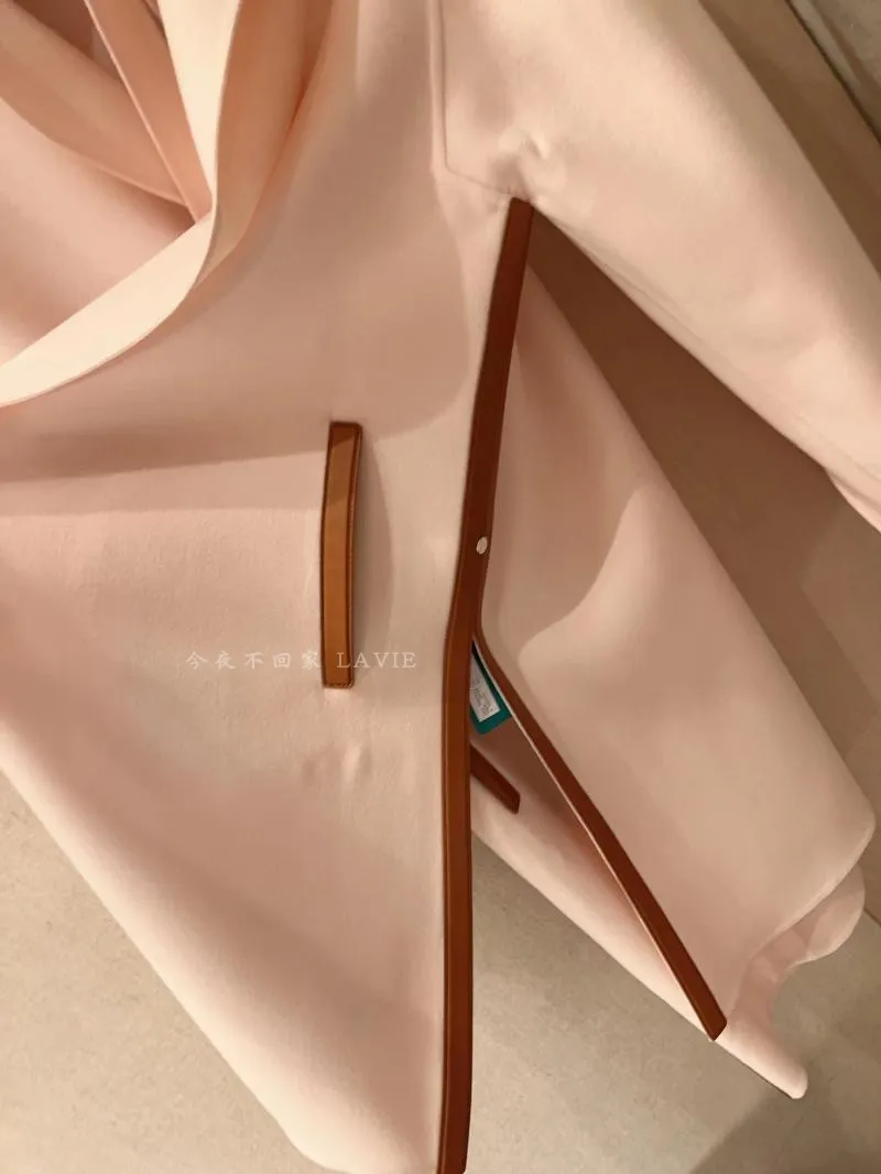 Женское шерстяное весеннее кашемировое пальто Loro Piana светло-розового цвета с лацканами