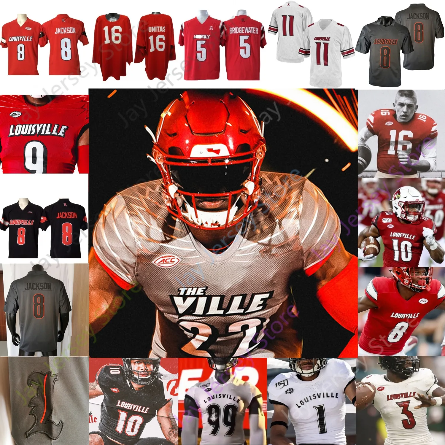 Louisville Football Jersey NCAA College Jack Plummer Lamar Jackson Jamari Thrash Kevin Coleman Isaac Guerendo Devin Neal Cam'Ron Kelly Unitas Bridgewater