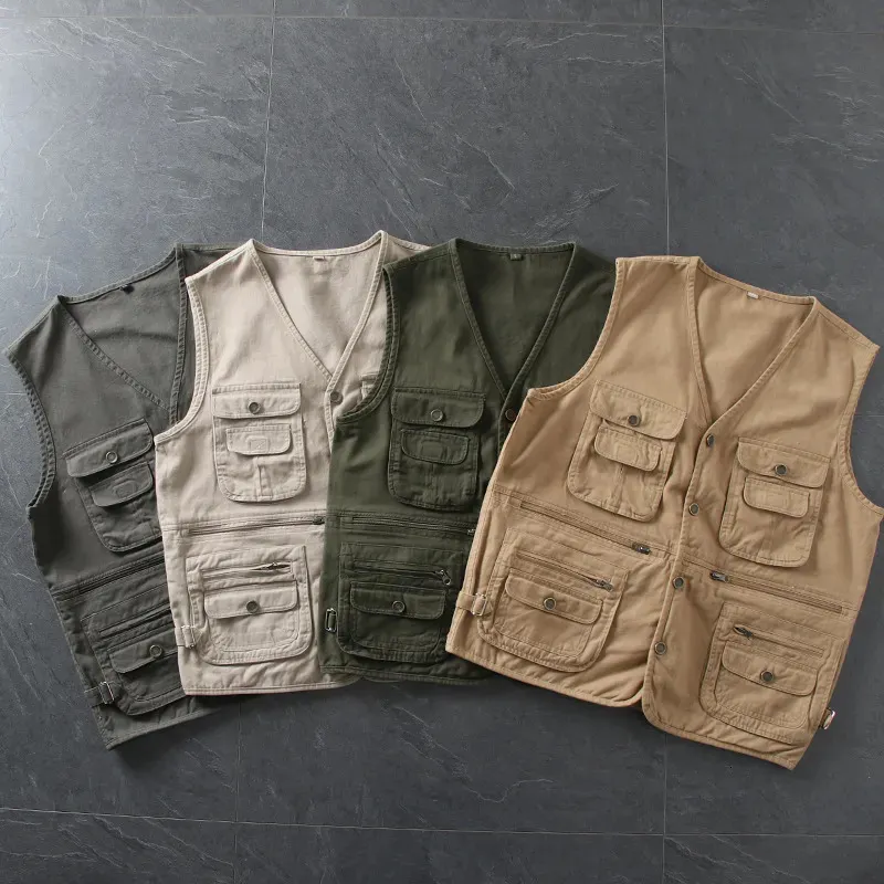 Heren Vesten Ropa Hombre Amerikaanse Trend Multipocket Tooling Vest Korte Japanse Retro Casual Jas Top Kleding 230927