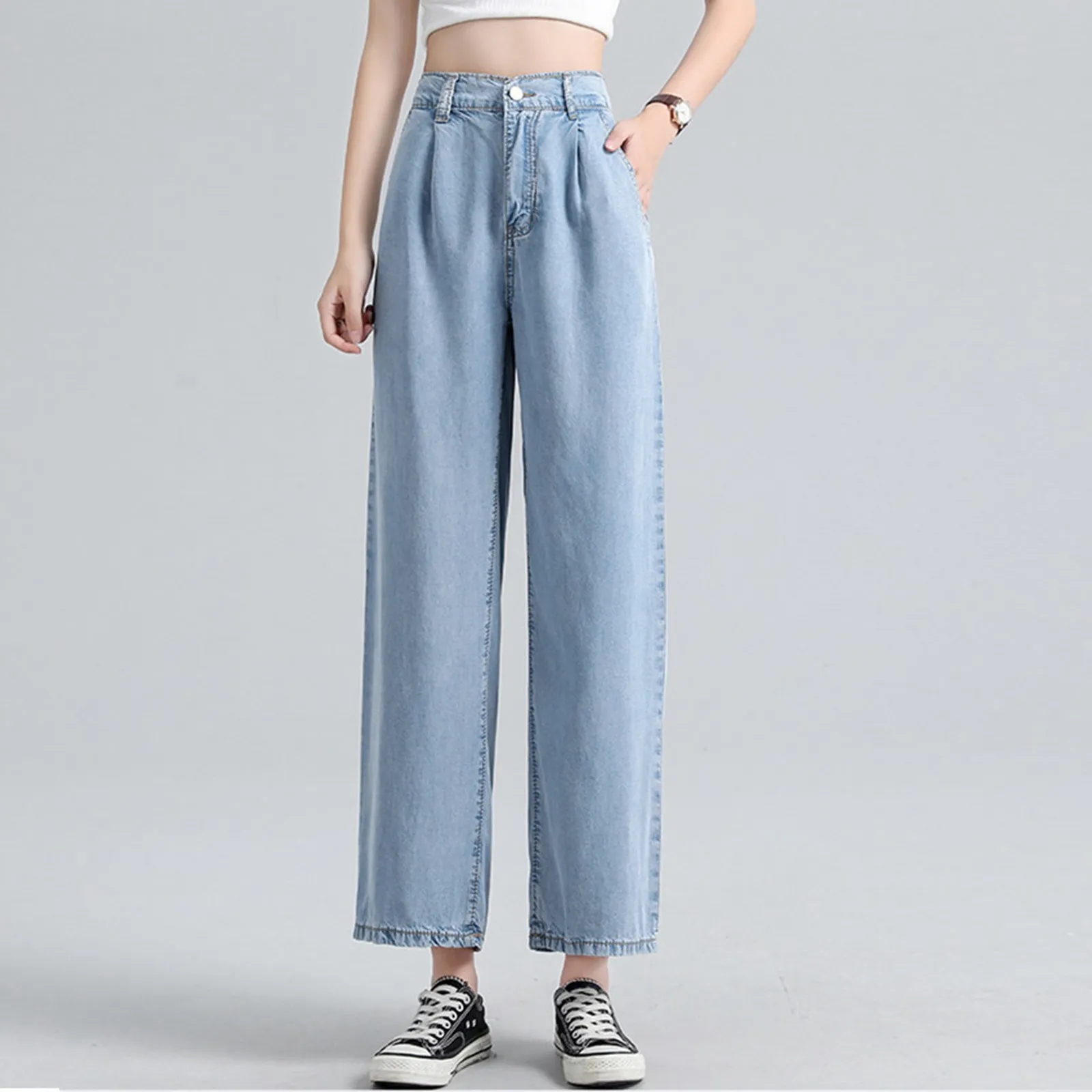 Wholesale-Women Jeans,female Pants,wide Leg Casual Jeans Loose Plus Size Women's  Trousers#E066, $35.53, DHgate.com
