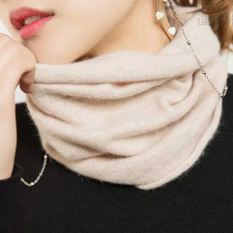 Scarve Tube Scarf Wool Cashmere Lightweight Neck Ring Warmer Angora Rabbit Hair Cowl Collar Loop Female Soft Knitting Accessories 230927