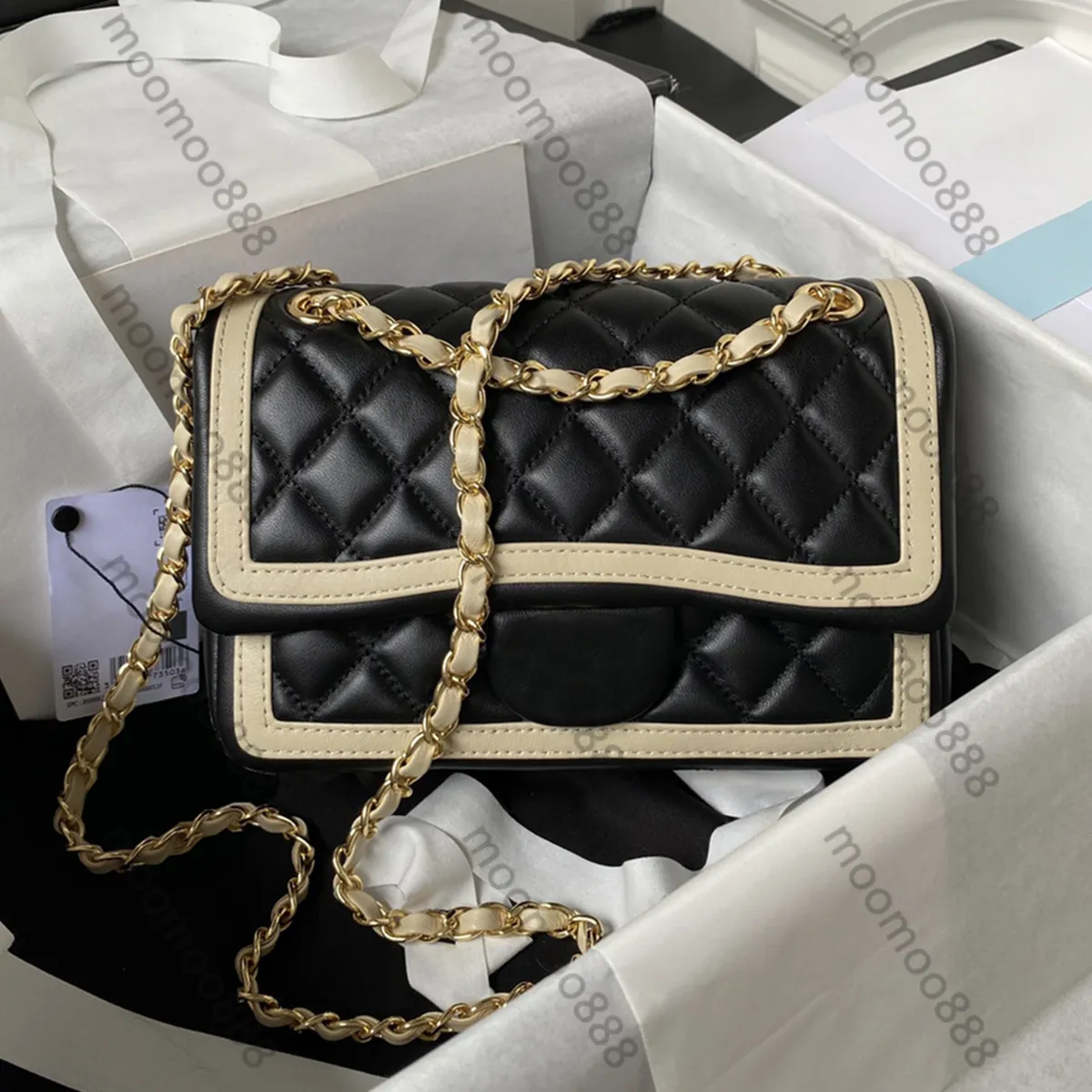 12A All-New Mirror Quality Designer Classic Flap Bags Vintage Panda Bag Luxurys Womens Bolsas Pequenas Bolsas Pretas Acolchoadas Crossbodys Ombro Chain Box Bag com Chip