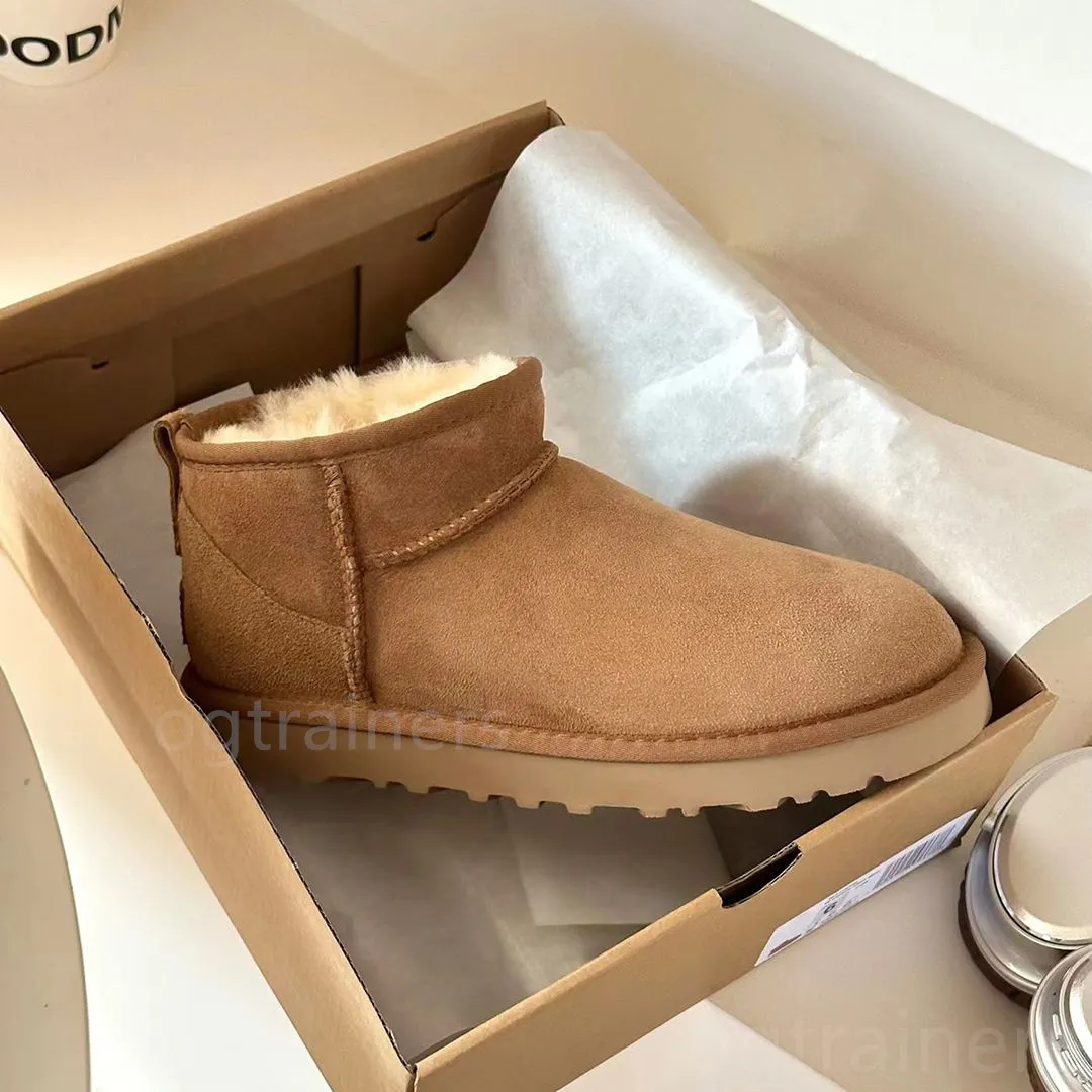 Stivali ultra mini ugg pantofole tazz australiani stivali da neve caldi in pelliccia alla caviglia stivali firmati pelle di pecora shearling castagna piattaforma stivali uggsly invernali antilope ug slide