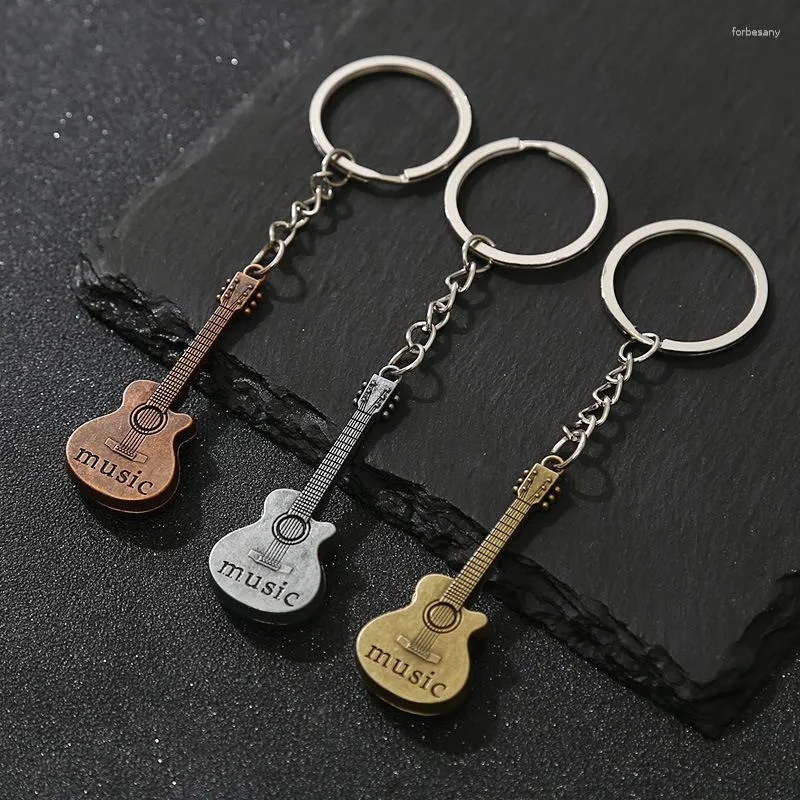 Keychains Mini Guitar Keychain Fashion Metal Pendant Musical Instruments Jewelry Party Gift Women Backpack Car Ornament Wholesale