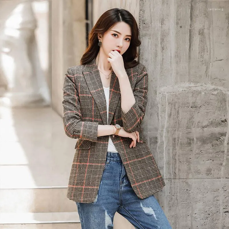 Womens Suits Idopy Notch Lapel 2 Button Boyfriend Blazer Suit Stylish Office Business Plaid Jacket Coat For Lady From Jianjiacang 18.48 DHgate.Com