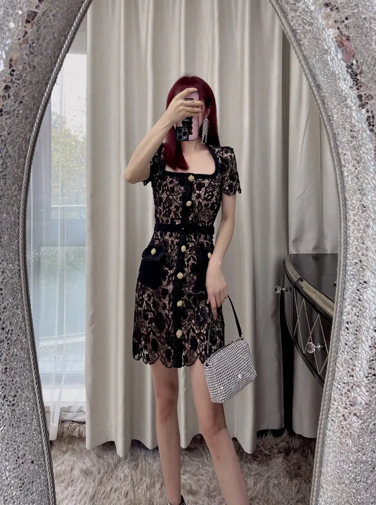 DHgate Self Portrait Embellished Belted Guipure Lace Mini Dress Womens Lace Dress Summer Cocktail Dress Apparel
