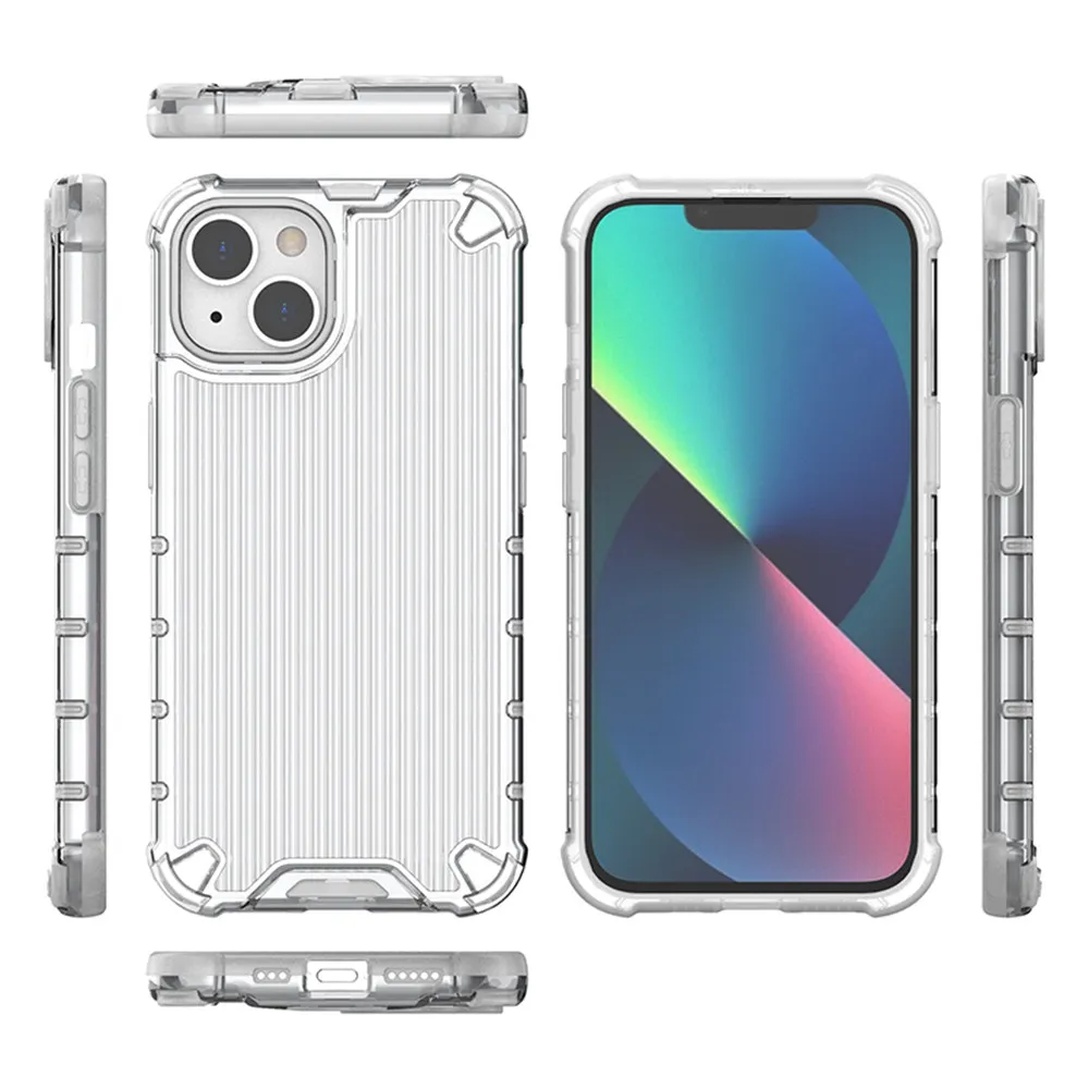 Capa transparente para celular TPU PC à prova de choque para iPhone 15 14 13 12 11