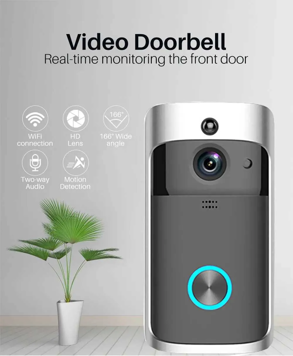Дверные Звонки V5 Wi Fi Видео Дверь Дверь Кололл Батарея Питания Дверь  Колокол Голосовой Интерком С Голосованием Беспроводной Безопасности Home  Security 720p HD Camera Dope Phone YQ230928 От 3 668 руб. | DHgate