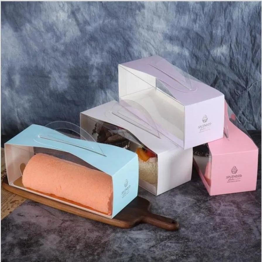 Gift Wrap 10pcs set Long Transparent Portable Cake Roll Packaging Box DIY Baking Birthday For Event & Party Favors291x