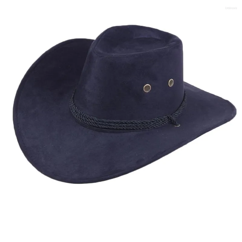 Berets High Quality Retro Western Cowboy Cowgirl Hat Men Riding Cap Fashion Wide Brim Crushable