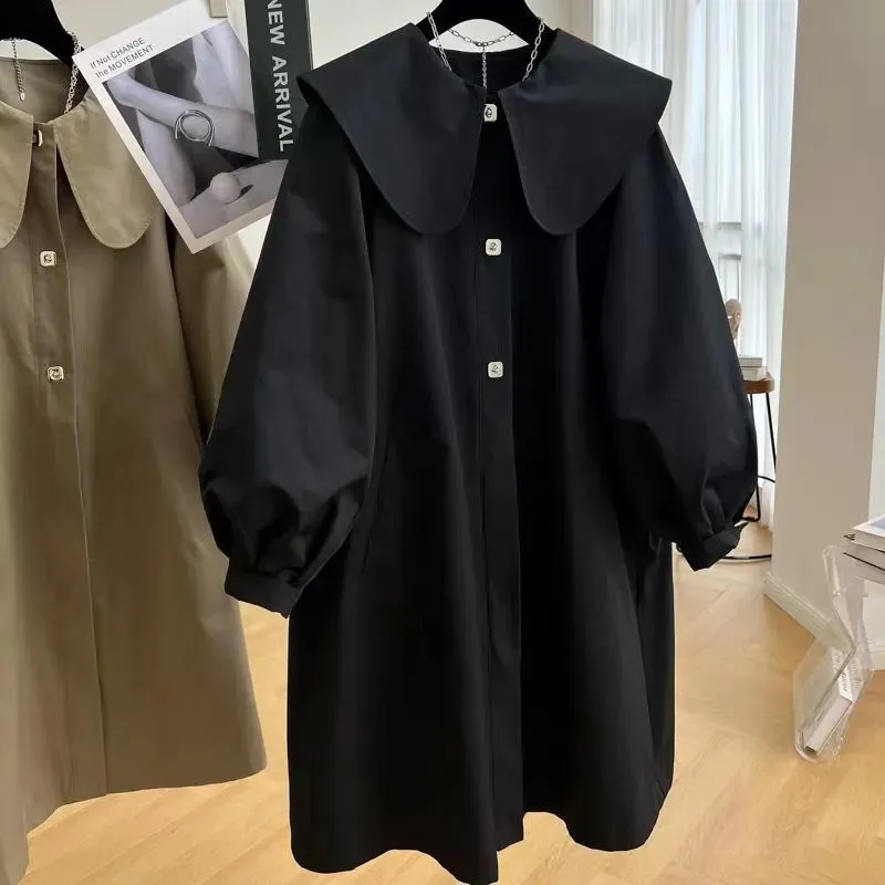 Womens trench coats primavera e outono edição coreana design solto lanterna mangas médio longo casaco 230927