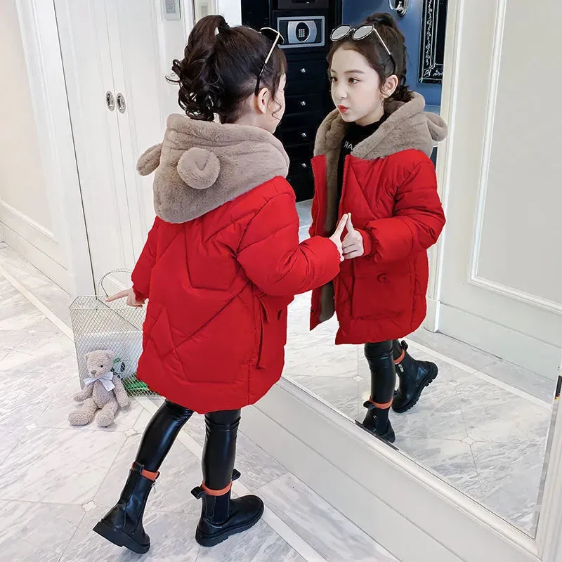 Jackets 2023 Girls Winter Plus Warm Coats For Teen Girl Parkas Fashion Hooded Bear Children Outerwear Clothing 5 12 Years 230928 From 40 86 DHgate