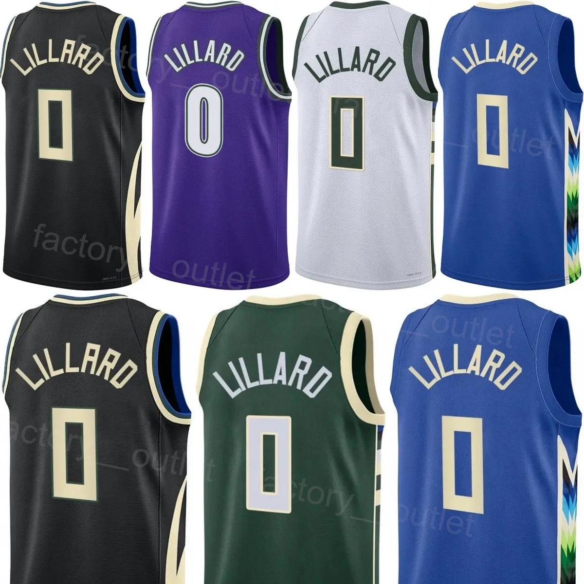 Impresso Basquete Homem Juventude Damian Lillard Jerseys 0 Chris Livingston 15 Andre Jackson Jr 44 Khris Middleton 22 Giannis Antetokounmpo 34 Pat Connaughton 24 Camisa