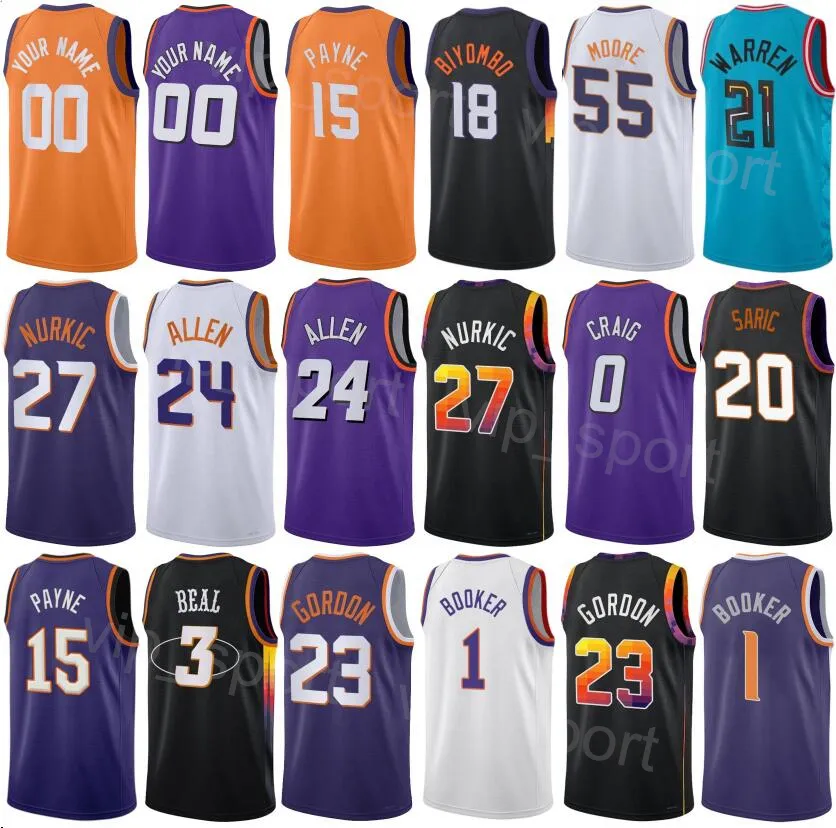 Icone stampato Basketball Josh Okogie Jersey 2 Torrey Craig 0 Damion Lee 10 Cameron Payne 15 Grayson Allen 24 Yuta Watanabe Eric Gordon Jusuf Nurkic 27 Man Youth