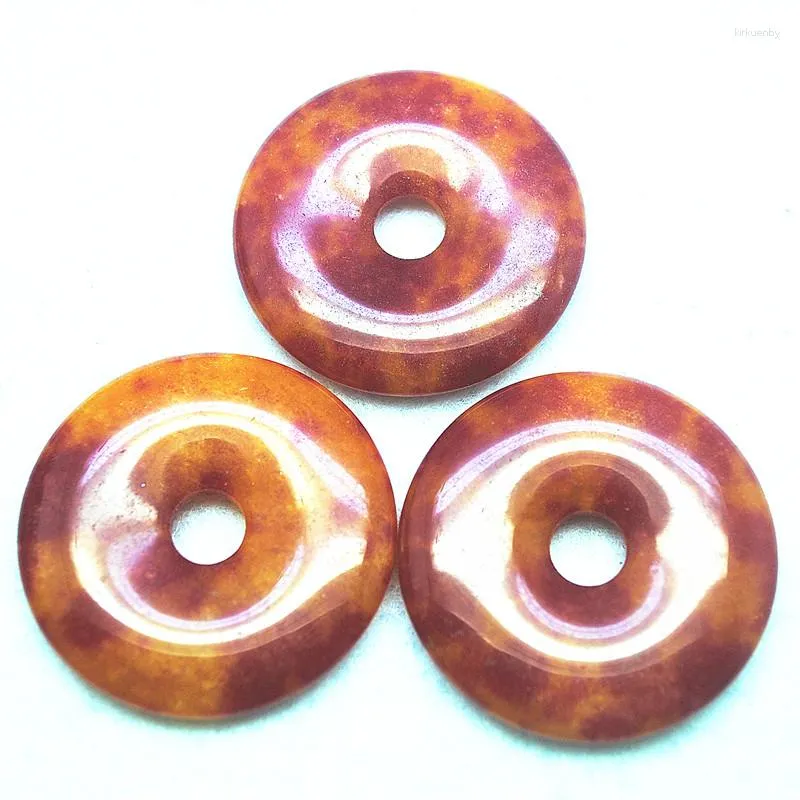 Hänge halsband 2st Nature Gem Stone Pendants Donuts Forma 40mm Round Jade Fashion Jewelry Making DIY FUNKTIONER bra en