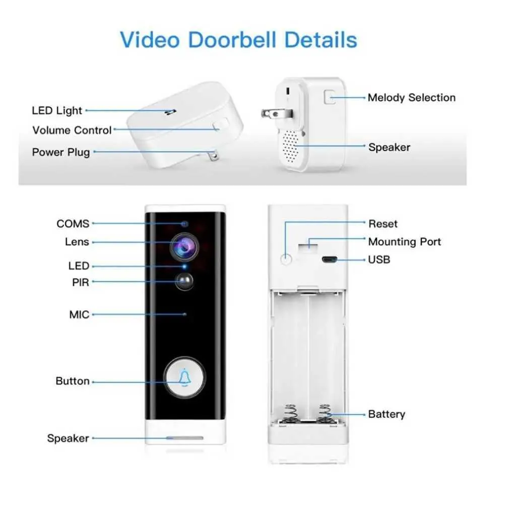 Doorbells Intelligent WiFi Doorbell Motions Detection PIR Sensor