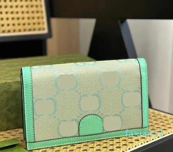 Kvinnor långa plånböcker Luxurys designers handväska guldkedja avtagbar väska damer dubbel rese plånbok zippy myntväska med grön låda 19,5 cm