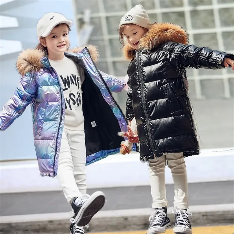 5-14 anni moda bambini piumino invernale per bambini abbigliamento ragazza argento oro ragazzi cappotto con cappuccio outwear parka tute da neve cappotti T200915